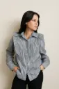 Elegant Women's Ruffle Detailed Vertical Striped Shirt with Full Sleeves – Classic Button-Down Design for Office and Casual Wear