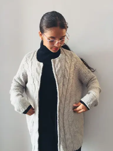 Women's Cable Knit Open-Front Cardigan