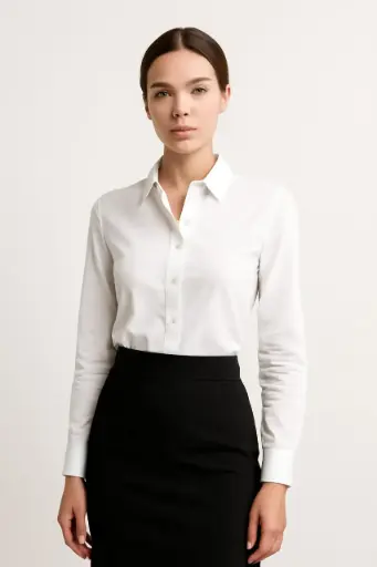 "Women's Elegant White Shirt & Black Pencil Skirt Combo" 